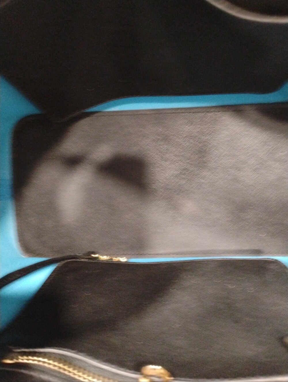 Michael Kors Blue Circle-Print Tote with Black Straps and Gold Charm - Picture 6 of 6